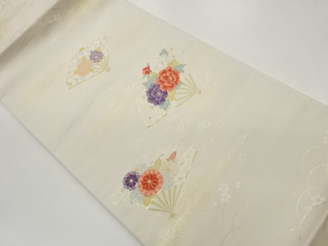 JAPANESE KIMONO / PEONY / CHRYSANTHEMUM / HYDRANGEA PATTERN FAN WOVEN 